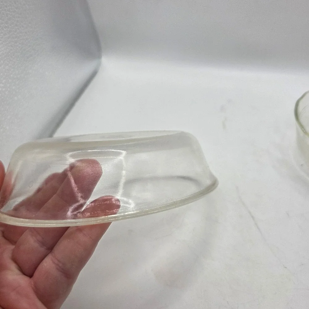 Vintage Pyrex Clear Glass Oval Baker and Scalloped Custard Cup Set 2 Piece